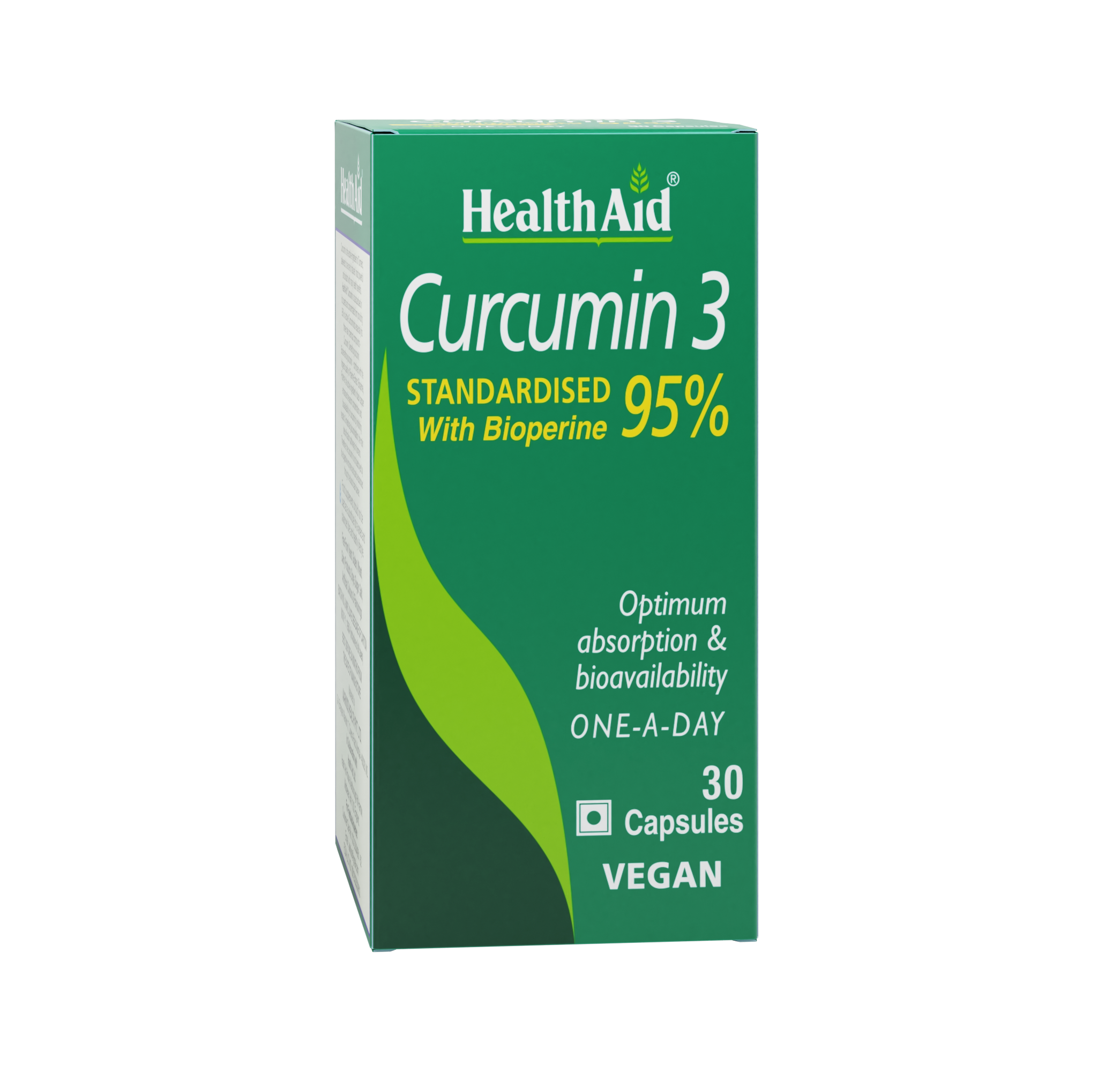 HealthAid I Curcumin 3 I Standardised with Bioperine 95% I 30 Capsules
